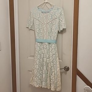 Size 10 Lace and Pale Turquoise Dress